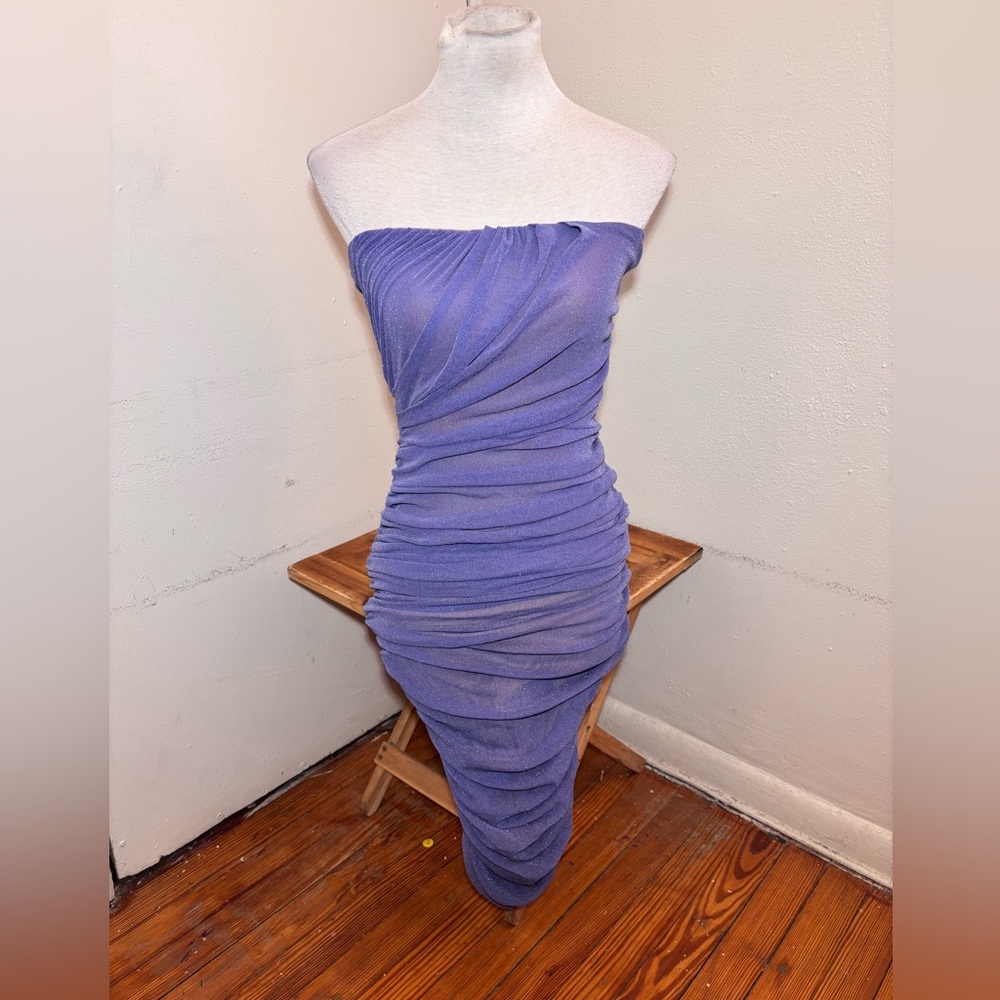J Lux Label Ruched Strapless Bodycon Dress